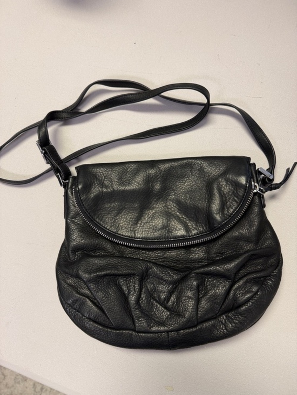 margot Black Pebbled Leather Shoulder Bag